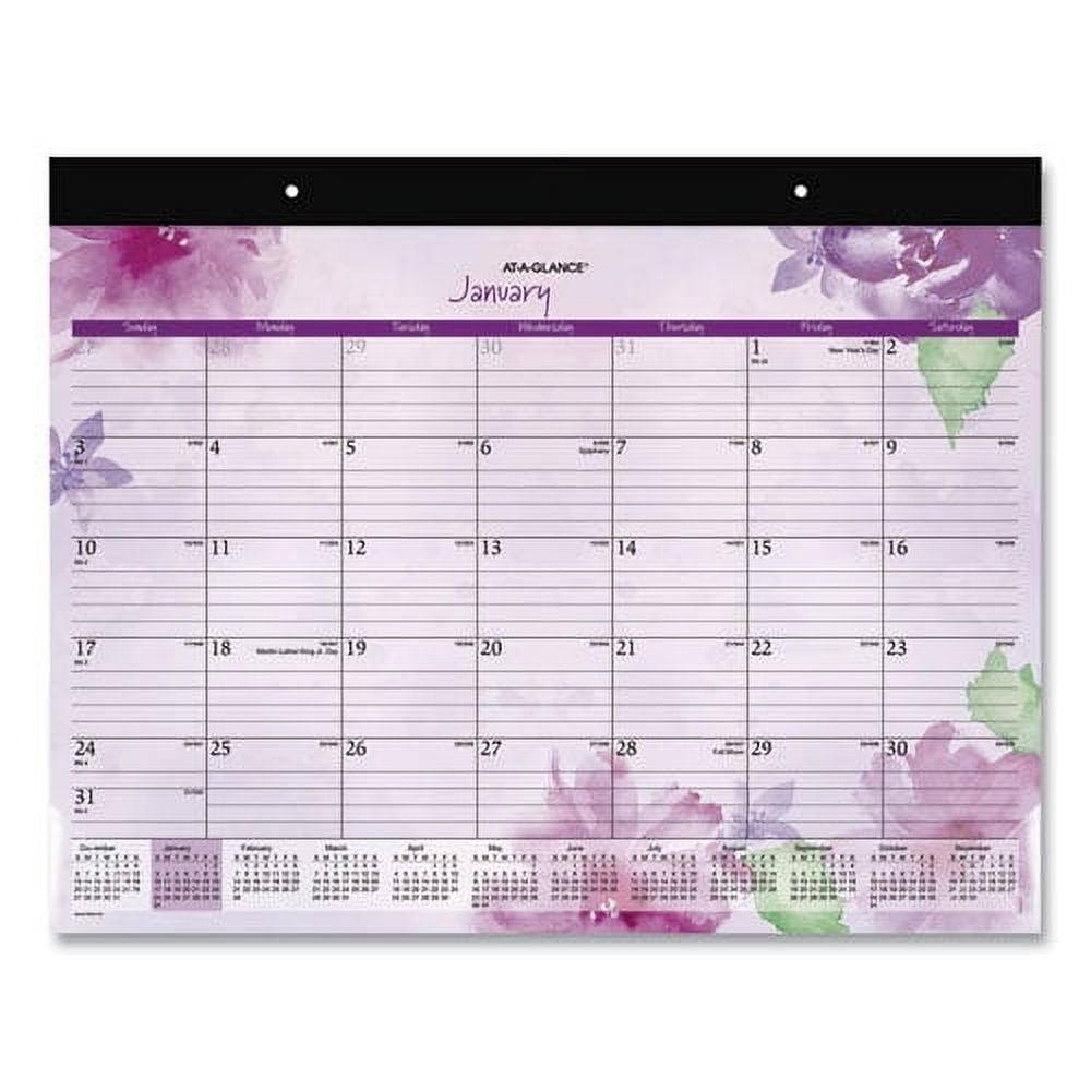 Beautiful Day Desk Pad Calendar, Floral Artwork, 21.75 x 17, Assorted Color Sheets, Black Binding, 12-Month (Jan-Dec): 2026 | Bundle of 2