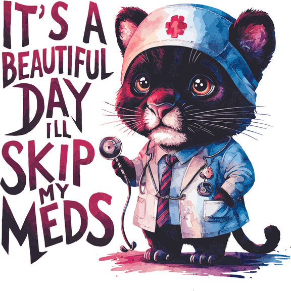 Beautiful Day Skip Meds Bold Statement Quote for Dorm Office Quotes Funny Humor Saying Wall Art Sticker Designs Vinyl Stickers For Home House Walls Rooms Windows Bedroom Decoration Size (12x12 inch)