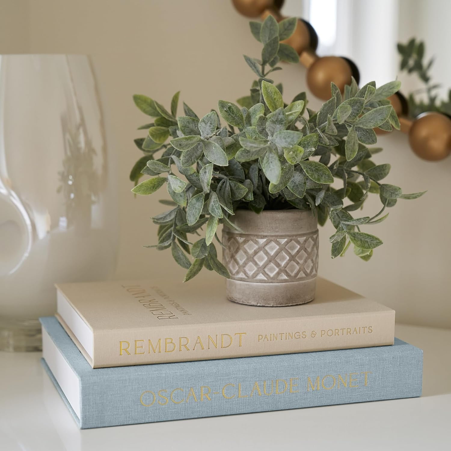 Faccito Set Of 2 Linen Decorative Books With Beaded Tassel – Fake Books For Coffee Table Shelf Decor