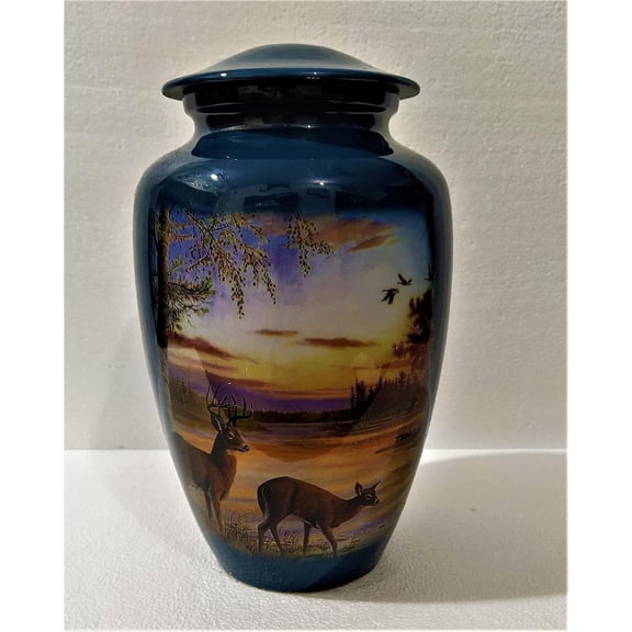 Beautiful Deer Pair Stag Design Urns for Human Ashes Adult Cremation Urns with Velvet Bag Comforting Classy Finishing to Honor Your Loved One (10.5 Inches)