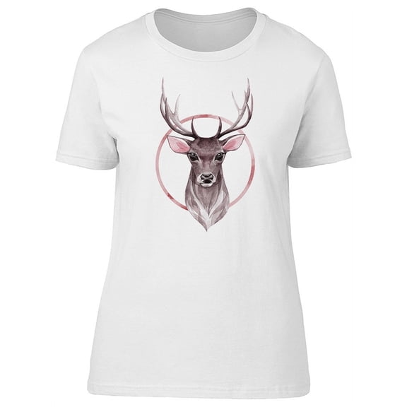 Beautiful Deer Watercolor Sketch T-Shirt Women -Image by Shutterstock, Female Medium