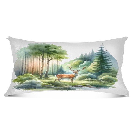 Beautiful Deer in Forest Plush Pillow Cases Body Size Ultra Soft Warm Pillowcases with Zipper 20"x54"