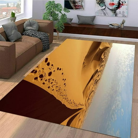 Beautiful Desert Area Rug For Living Room Bedroom, Sunset Cloudy Sky View Soft Washable Carpet, Indoor Decorative Rugs With Non-Slip Backing 5 x 6ft