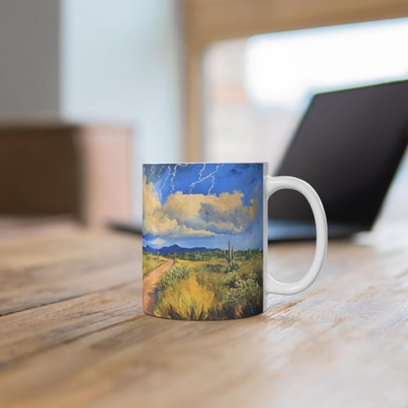 Beautiful Desert Scenery Mug, Desert Landspe Coffee Cup, Tea Cup, Thunderstorm Mug, Country Road Mug, Nature Mug Gift.