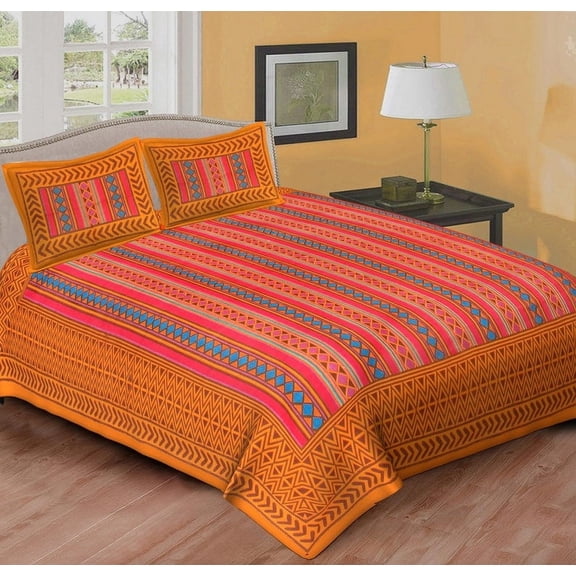 Beautiful Design Cotton Bedsheet Set | Handmade Colourful Bedsheet With 2 Pillow Covers | Soft Cotton Bedsheet Set | Christmas Gift