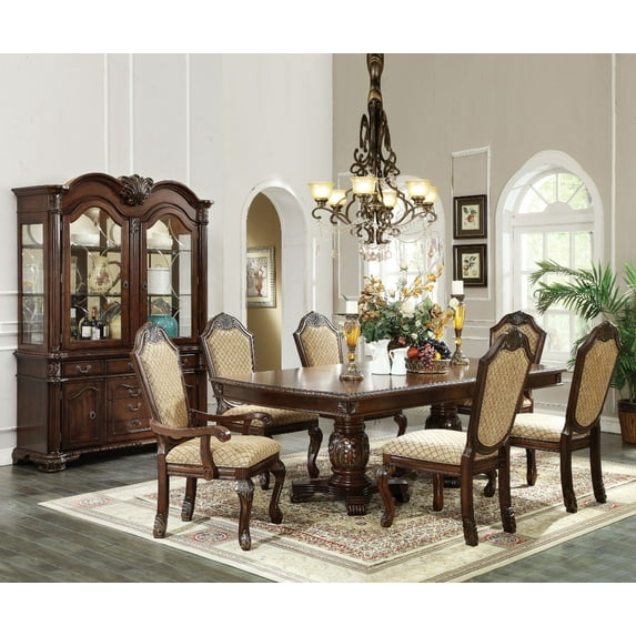 Beautiful Dining Table with Double Pedestal, Espresso Brown
