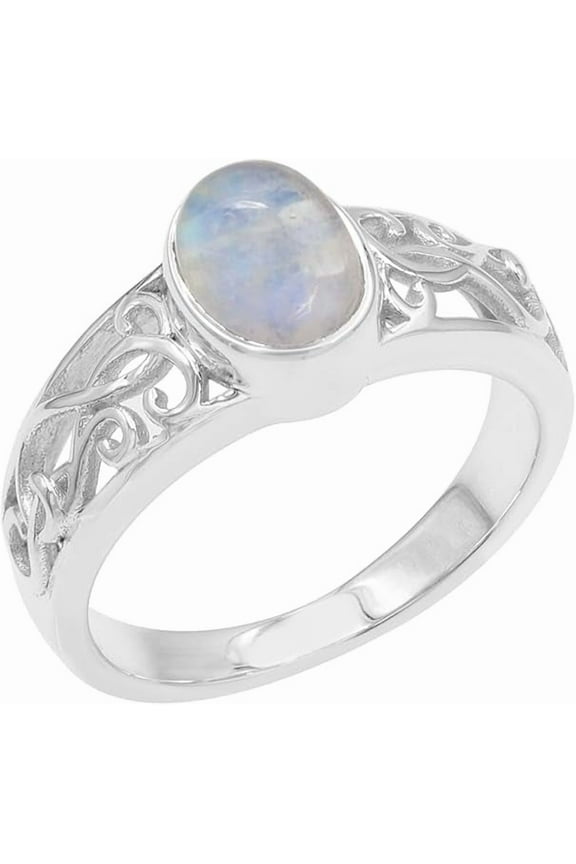 Beautiful Disney Rainbow Moonstone Ring,-925 Sterling Silver, Natural Moonstone Ring For Women, Moon Ring