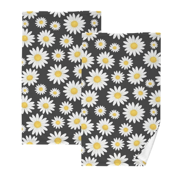 Beautiful Ditsy Floral Cotton Towel Set Face Hand Towels 2 Pack Soft Absorbent 16x28in