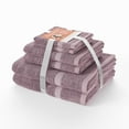 thumbnail image 1 of Beautiful by Drew Barrymore 6-Piece Dobby Bath Towel Set, Soft 100% Cotton, Rose Pink, 1 of 5