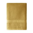 thumbnail interactive-video image 1 of Beautiful by Drew Barrymore Dobby Bath Towel, Soft 100% Cotton, Amber Yellow, 1 of 8