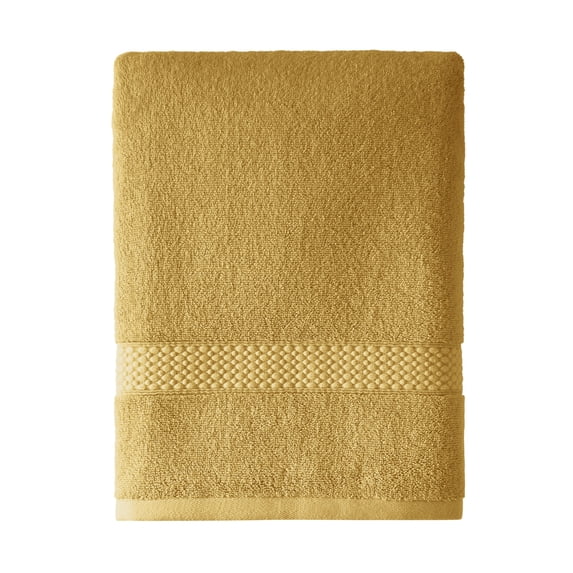 Beautiful by Drew Barrymore Dobby Bath Towel, 100% Cotton, Amber Yellow