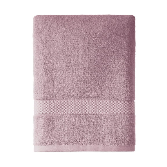Beautiful by Drew Barrymore Dobby Bath Towel, Soft 100% Cotton, Rose Pink