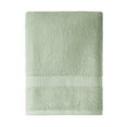 thumbnail interactive-video image 1 of Beautiful by Drew Barrymore Dobby Bath Towel, Soft 100% Cotton, Sage Green, 1 of 8