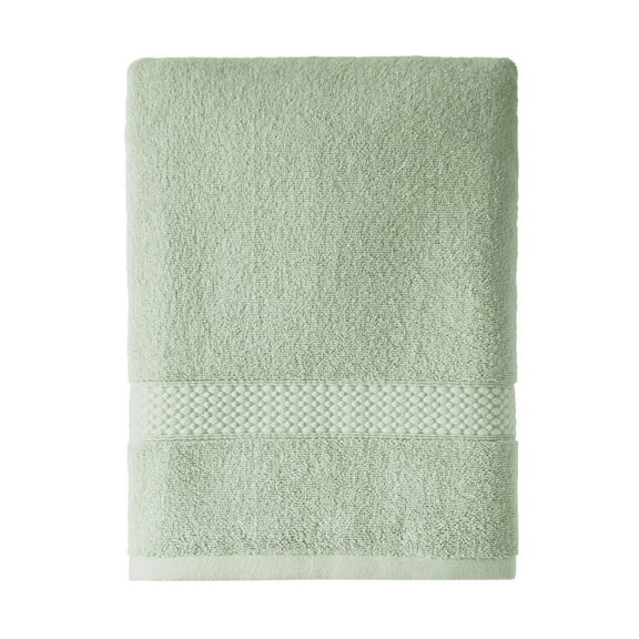 Beautiful by Drew Barrymore Dobby Bath Towel, Soft 100% Cotton, Sage Green