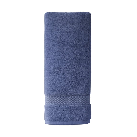 Beautiful by Drew Barrymore Dobby Hand Towel, 100% Cotton, Smokey Blue