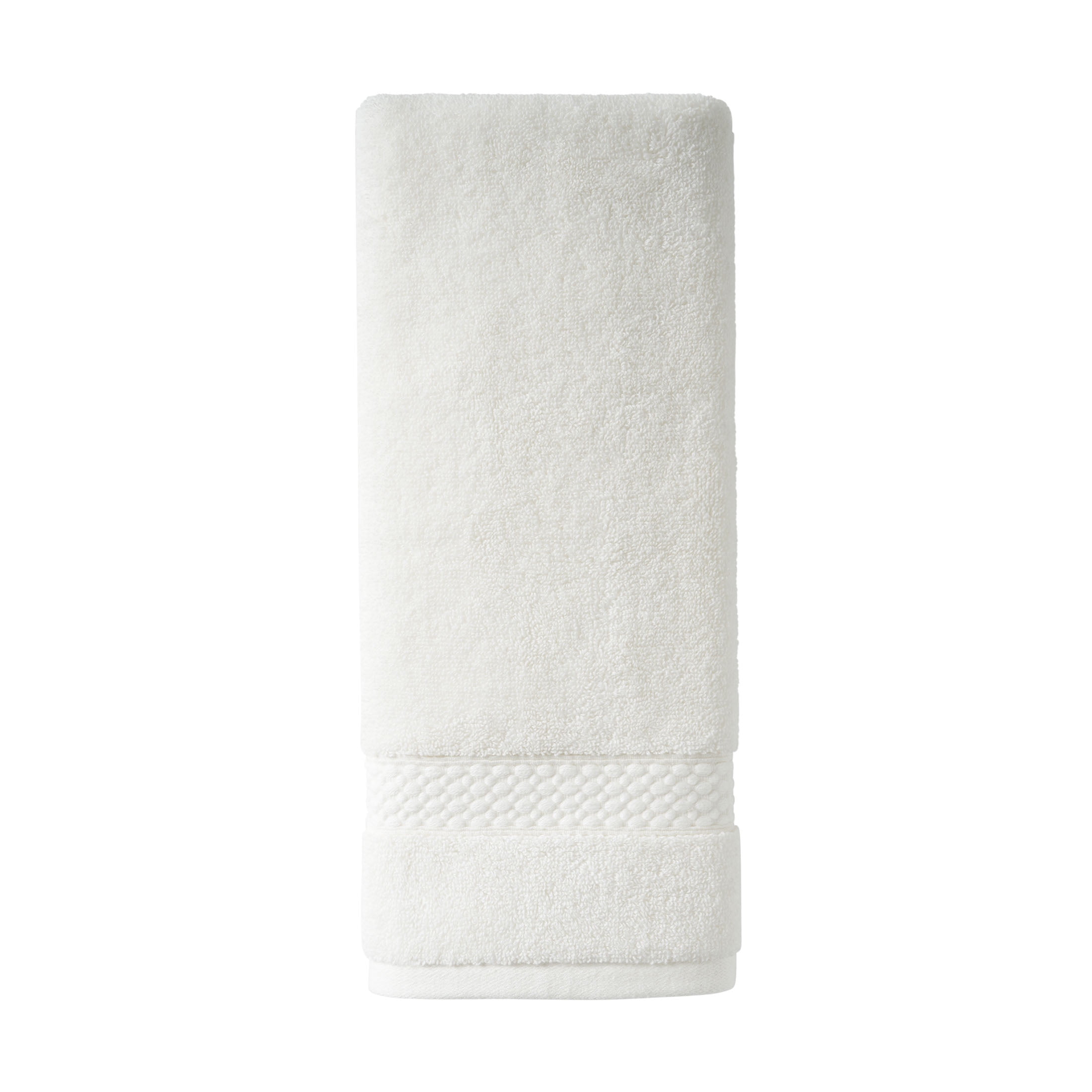 Beautiful by Drew Barrymore Dobby Hand Towel, Soft 100% Cotton, Off White