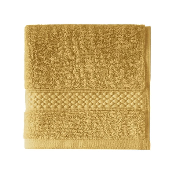 Beautiful by Drew Barrymore Dobby Washcloth, Soft 100% Cotton, Amber Yellow