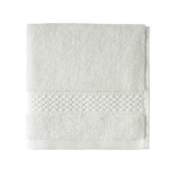Beautiful by Drew Barrymore Dobby Washcloth, Soft 100% Cotton, Off White