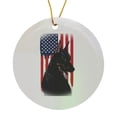thumbnail image 1 of 3drose, Beautiful Doberman Dog with Us Flag in the Background, Circle Porcelain Ornament, 1 of 7