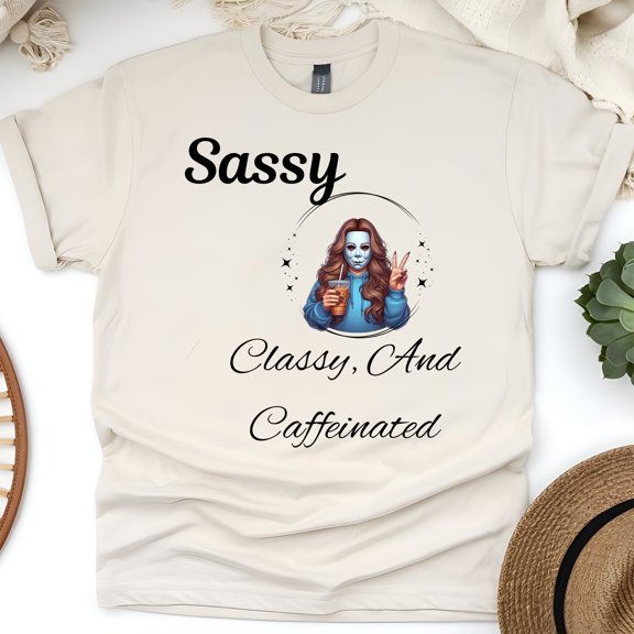 Beautiful Dog Face Cartoon Graphic T-Shirt for Adults, Natural, Size XL