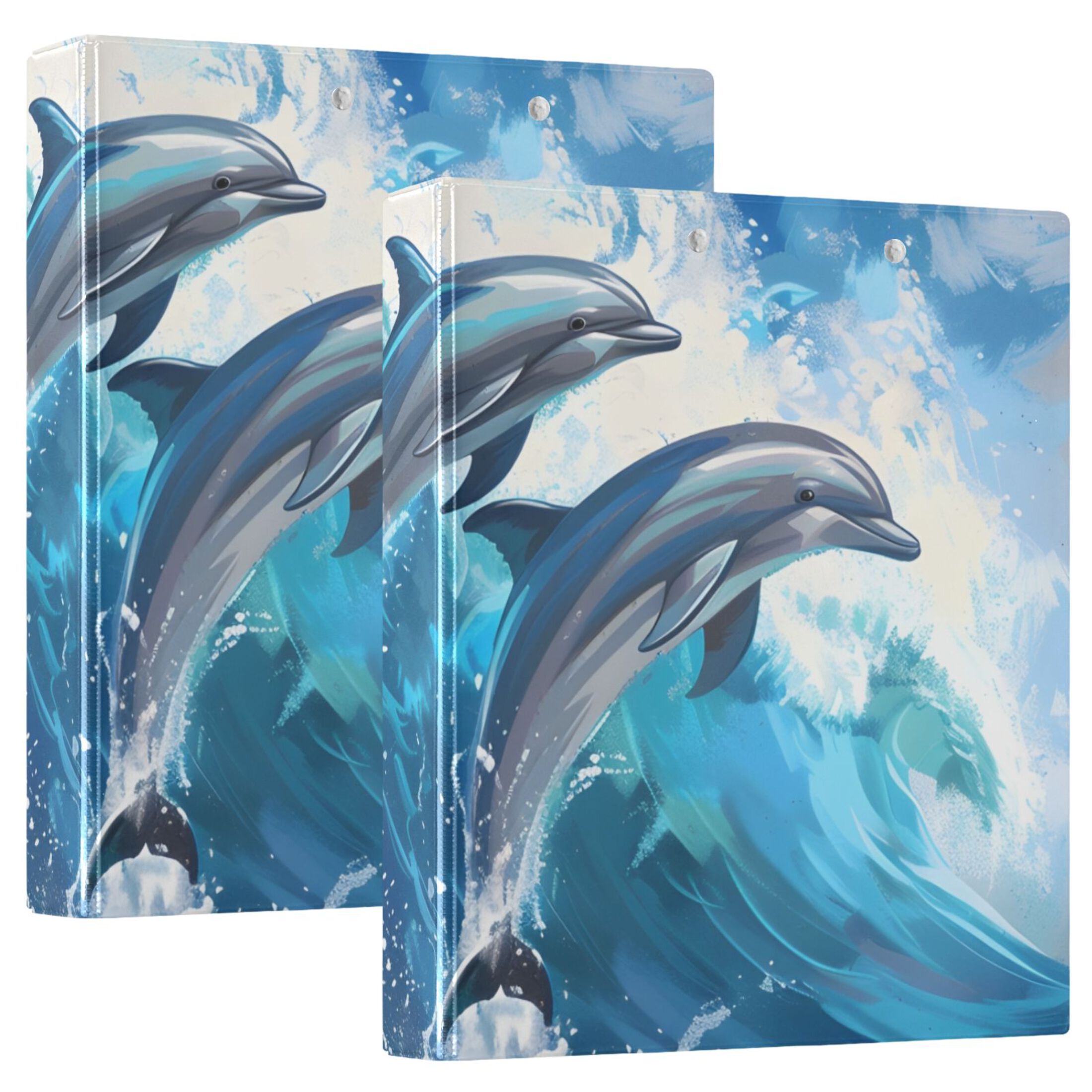 Beautiful Dolphins Jumped 3 Ring Hardcover Binders 1.5" Round Rings for ...