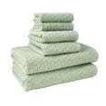 thumbnail interactive-video image 1 of Beautiful by Drew Barrymore 6-Piece Dot Bath Towel Set, Soft 100% Cotton, Sage Green, 1 of 6