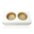 thumbnail image 1 of Beautiful Double Elevated Stainless Steel Pet Bowl, 4-Cup, Ivory by Drew Barrymore, 1 of 6