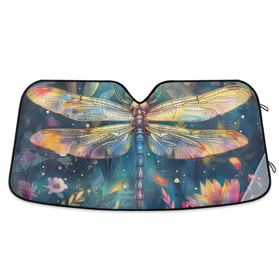Beautiful Dragonfly Car Windshield Sun Shade Reflector Sunshade Foldable for Front Keeps Vehicle Cool