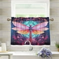 thumbnail image 1 of Beautiful Dragonfly Half Window Tier Curtains 24 Inch Blackout Thermal Insulating Kitchen Linen Tier Curtains for Kitchen, Bathroom, Cafe Home Decor, 1 of 7