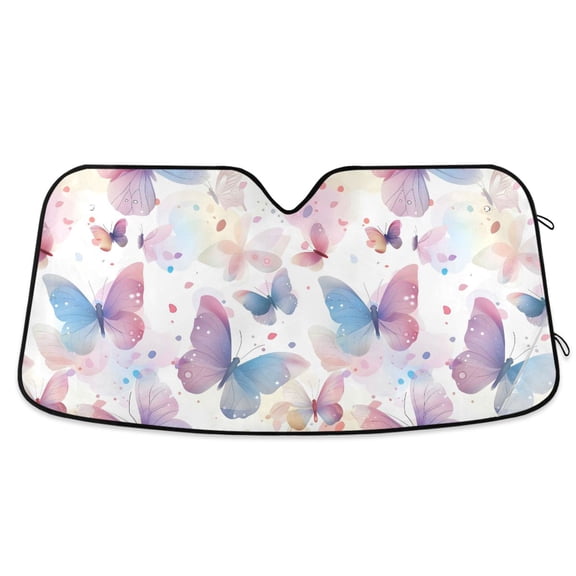 Beautiful Dreamy Butterflies Car Windshield Sun Shade Foldable Car Front Window Visor Heat and UV Protection 55x27.6