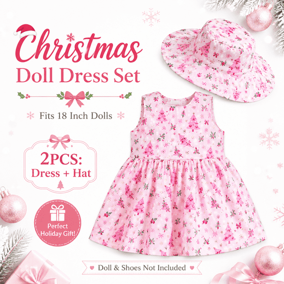 Beautiful Dress for 18 Inch Dolls - 16in Simulation Doll Clothes, Cute Sundress, Christmas Doll Dress Accessory, Suitable for Young Ones' Dolls, No Doll & Shoes Included, Easy to Wear, 1pc