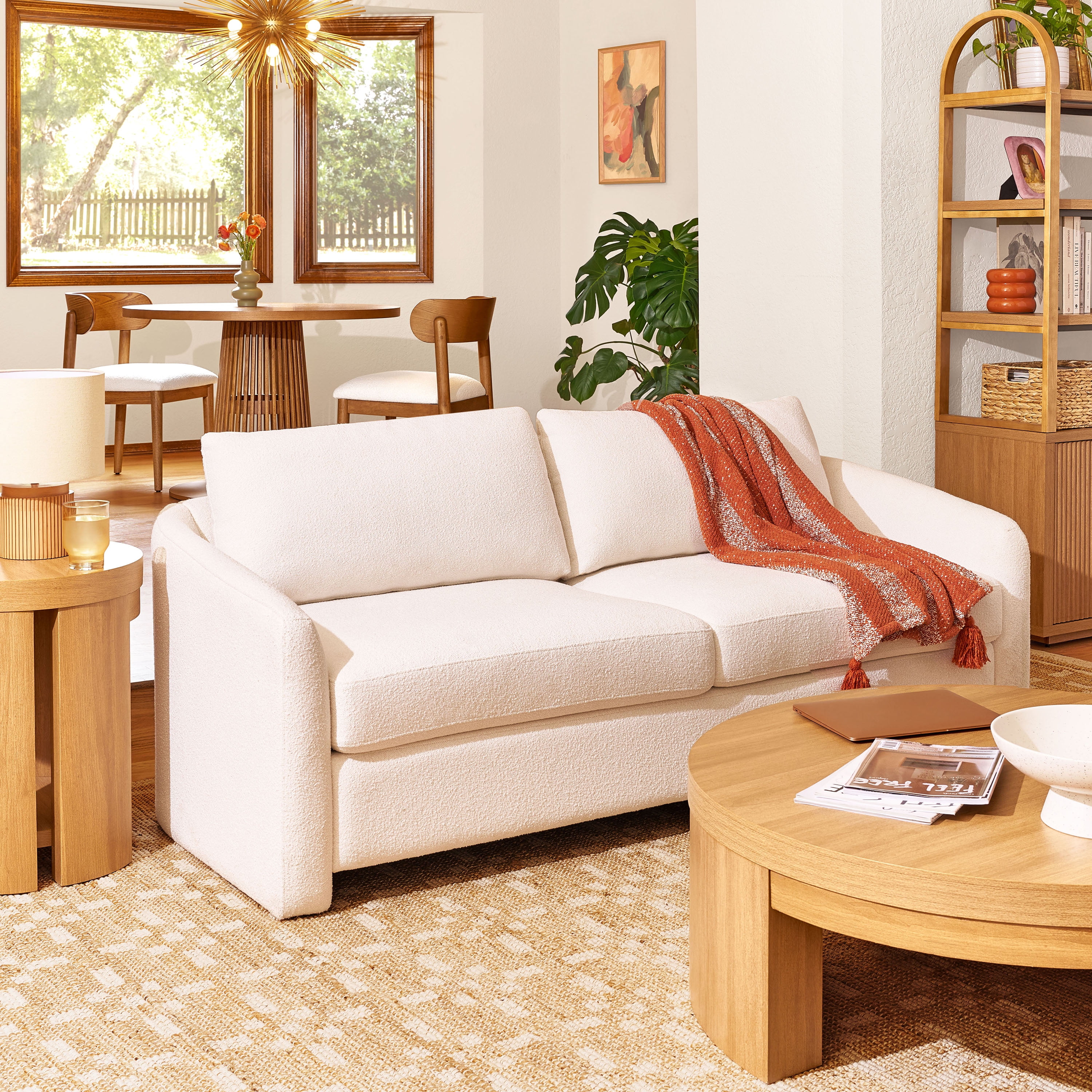 Beautiful Drew 72.2" Sofa by Drew Barrymore for Adults, Cream Bouclé