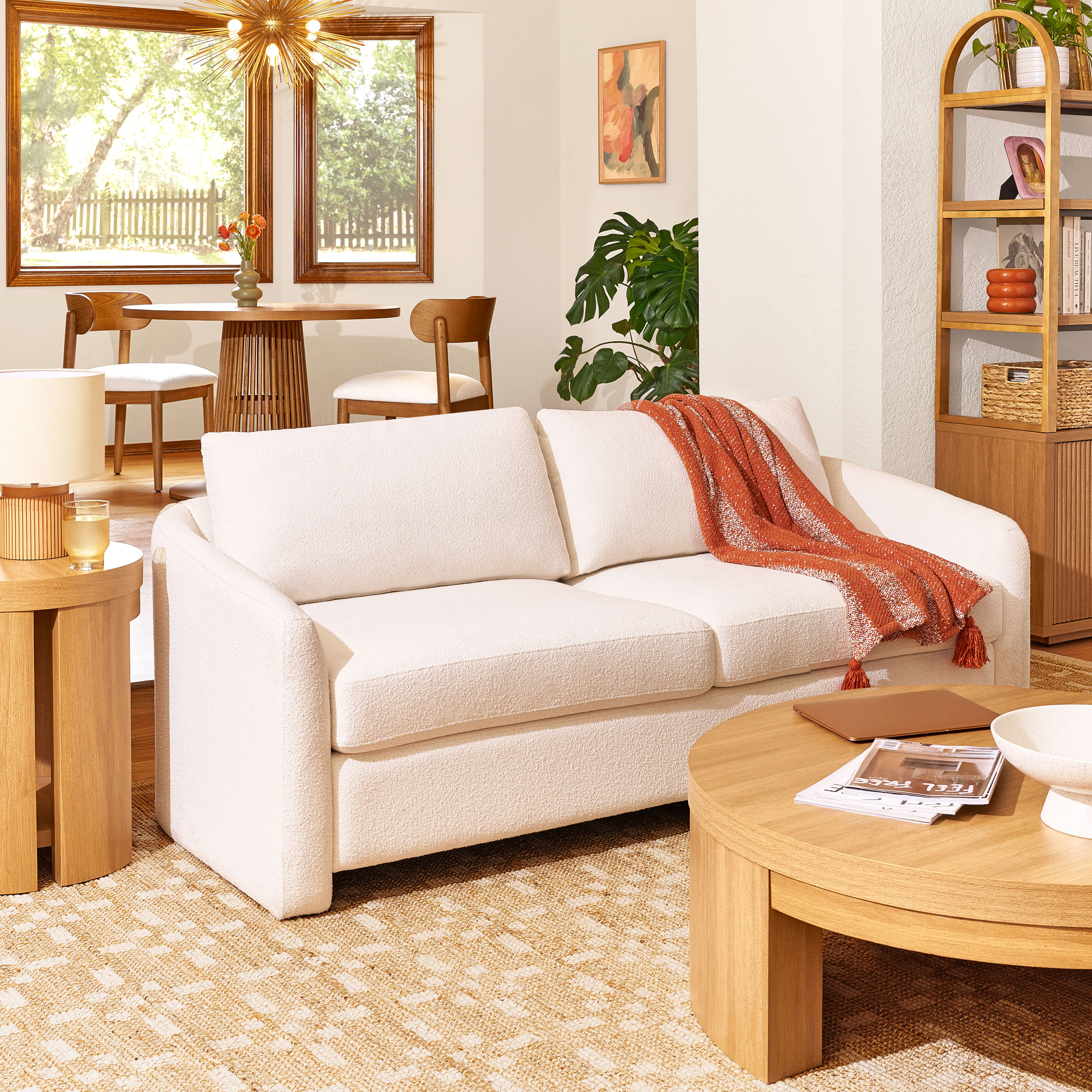 Beautiful Drew 72 Sofa By Drew Barrymore For Adults Cream Boucl: What Stands Out on Walmart