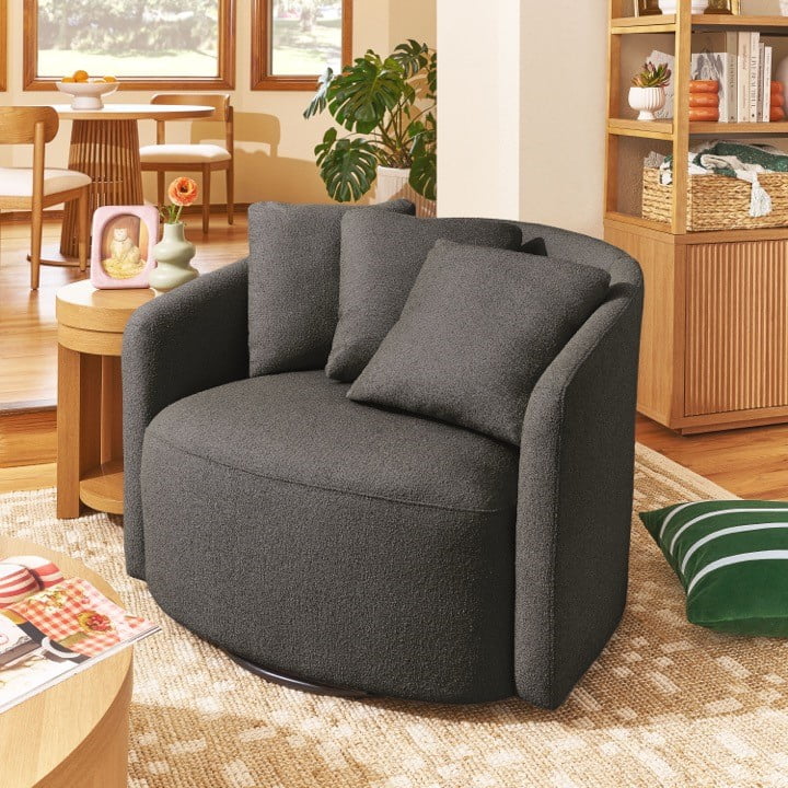 Beautiful Drew Chair by Drew Barrymore, Charcoal Boucle
