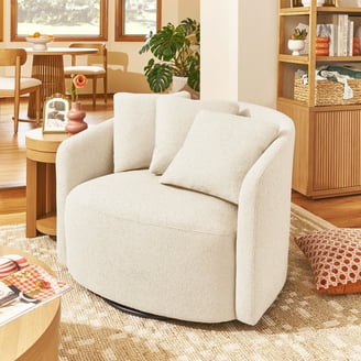 Wallace Bay Little Dark Brown Swivel Accent Chair with Faux