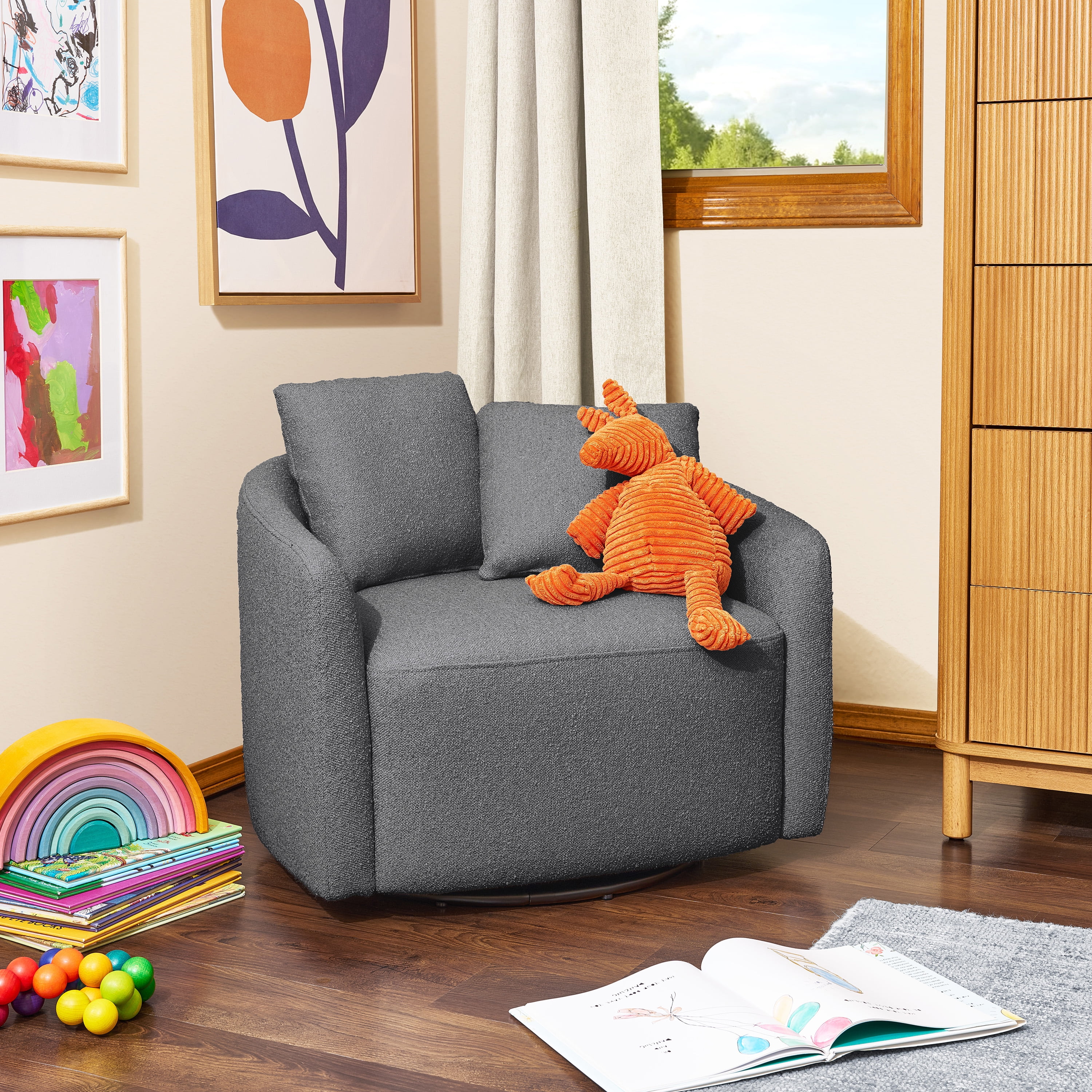 Beautiful Drew Kids Accent Chair by Drew Barrymore, Charcoal