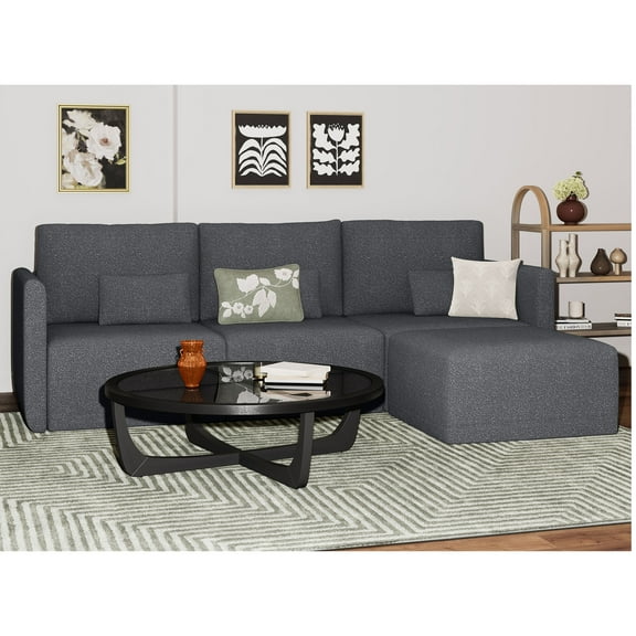 Beautiful Drew Modular Sectional Sofa with Ottoman by Drew Barrymore, Charcoal