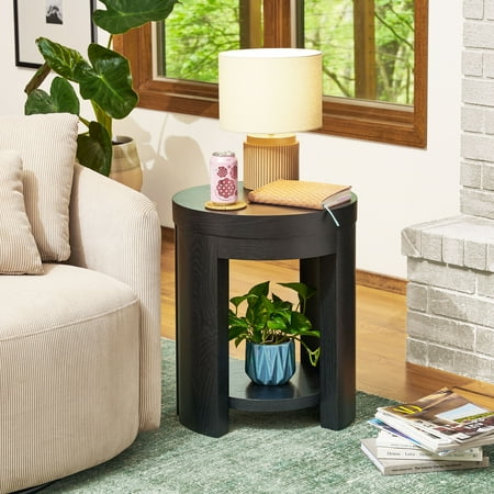 Beautiful Drew Side Table, Rich Black Finish
