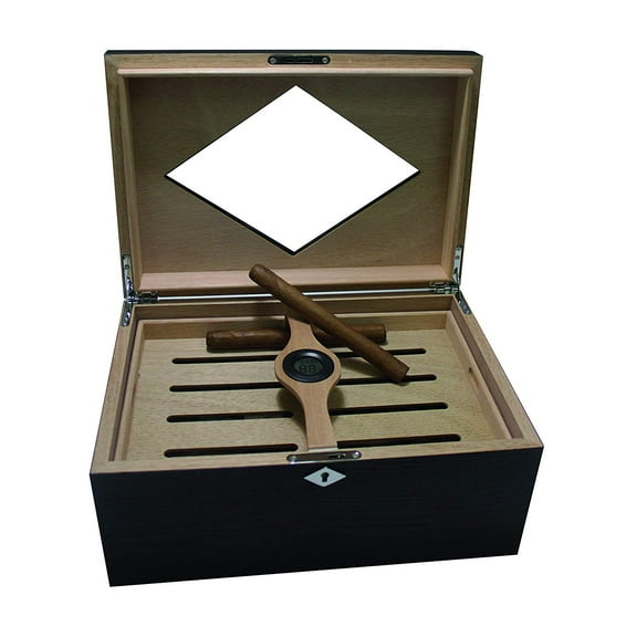 Beautiful Dublin Desktop Glasstop Cigar Humidor Holds up to 100 Cigars
