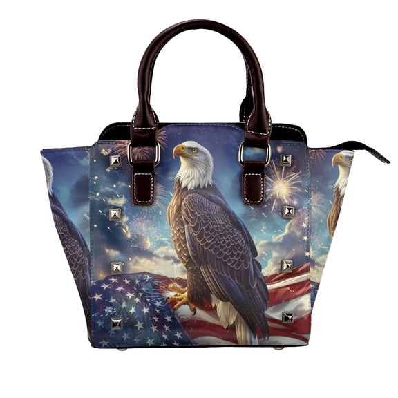 Beautiful Eagle And Usa Flag (2) Rivet Fashion One-Shoulder Women's Handbag Tote Bag