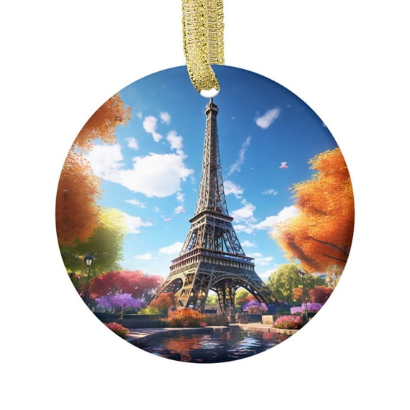 Beautiful Eiffel Tower Paris France Parisian Travel Site Landmark Design Novelty Ceramic Christmas Ornament Xmas Holiday Tree Gift