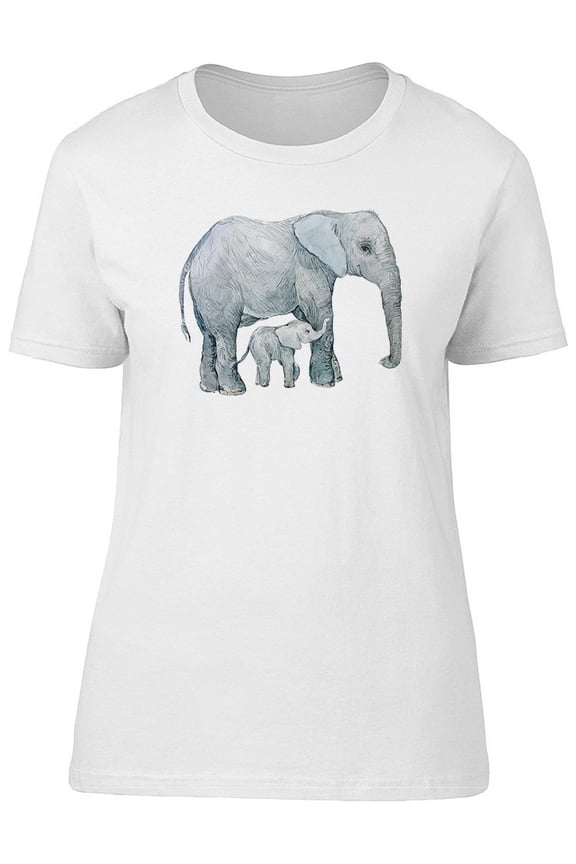 Beautiful Elephant Mom And Baby T-Shirt Women -Image by Shutterstock, Female Large