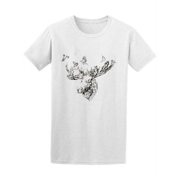 Beautiful Elk Birdies Around T-Shirt Men -Image by Shutterstock, Male XX-Large