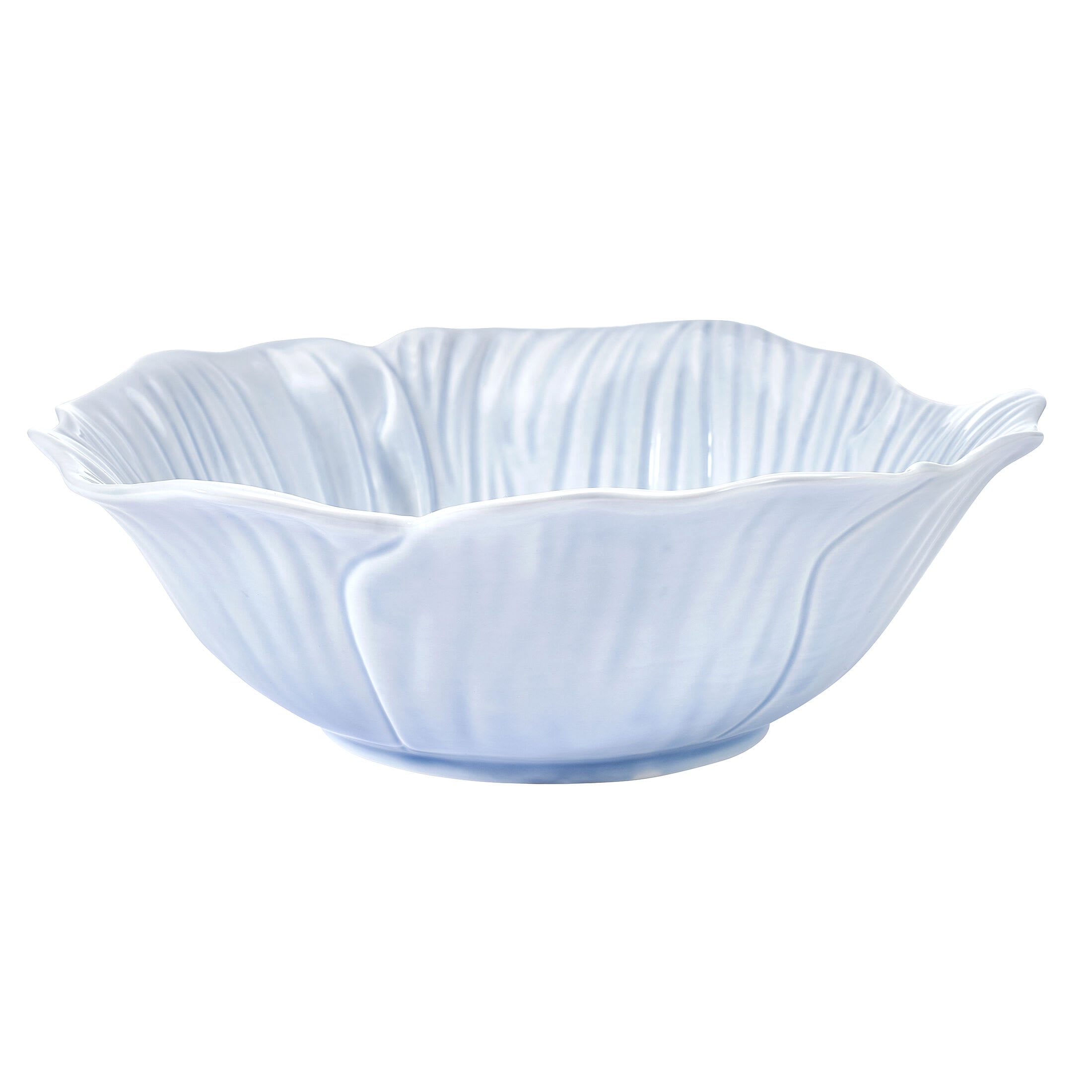 Beautiful by Drew Barrymore Embossed Flower Stoneware 31.5 fl oz Pasta Bowl Set, 4 Piece, Blue
