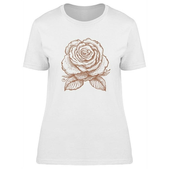 Beautiful English Rose Sketch T-Shirt Women -Image by Shutterstock, Female x-Large