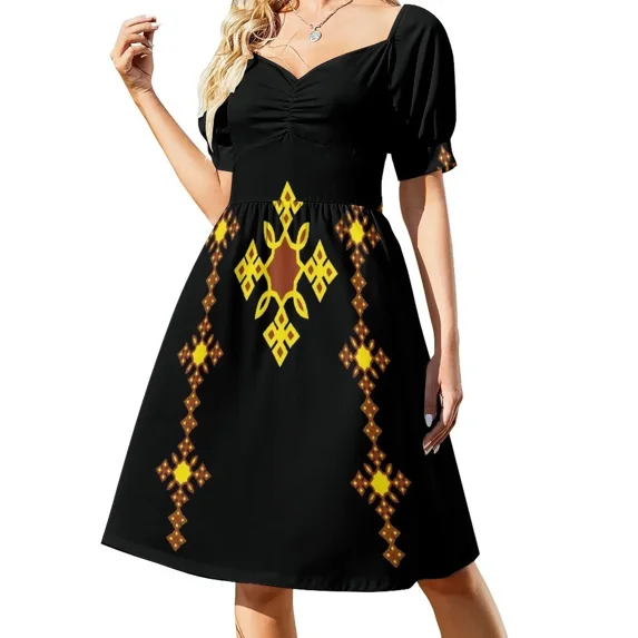Beautiful Ethiopian cross ShortSleeved Dress evening dresses women dress summer dress woman 2025