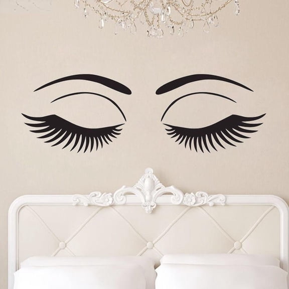 Beautiful Eyes Wall Decals Girl Eyelashes Makeup Wall Stickers Beauty Salon Wall Decoration Murals 136x44cm