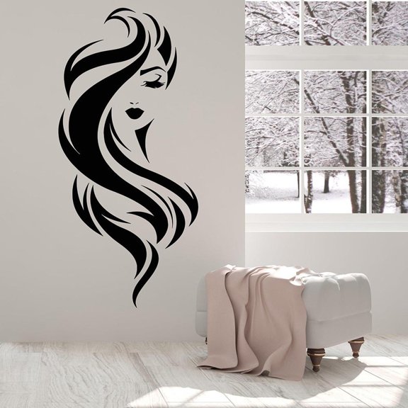 Beautiful Face Girl Beauty Makeup Vinyl Wall Decal Home Decor Removable Hair Salon Wall Stickers Bedroom Posters 26x57cm
