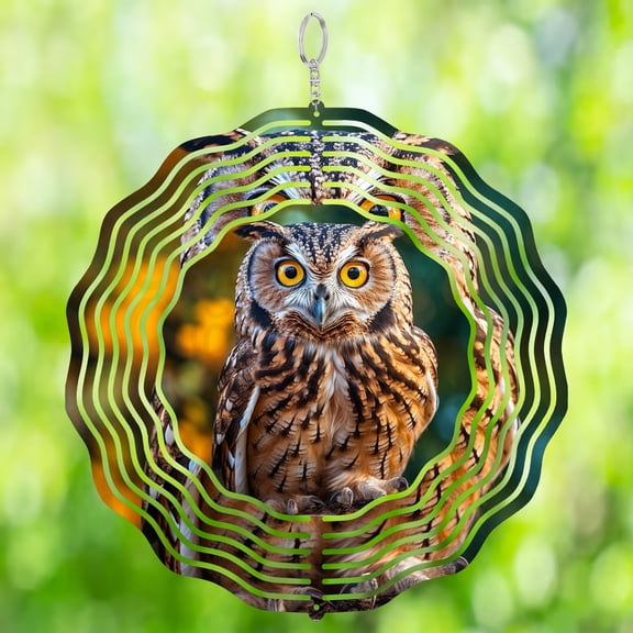 Beautiful Fall Owl 3D Wind Spinner Sublimation Autumn Bird Wildlife Hanging Decor