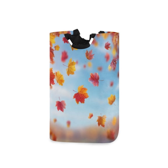 Beautiful Falling Leaves Autumn Laundry Basket with Handles Foldable Laundry Hamper Freestanding Washing Bin 50L